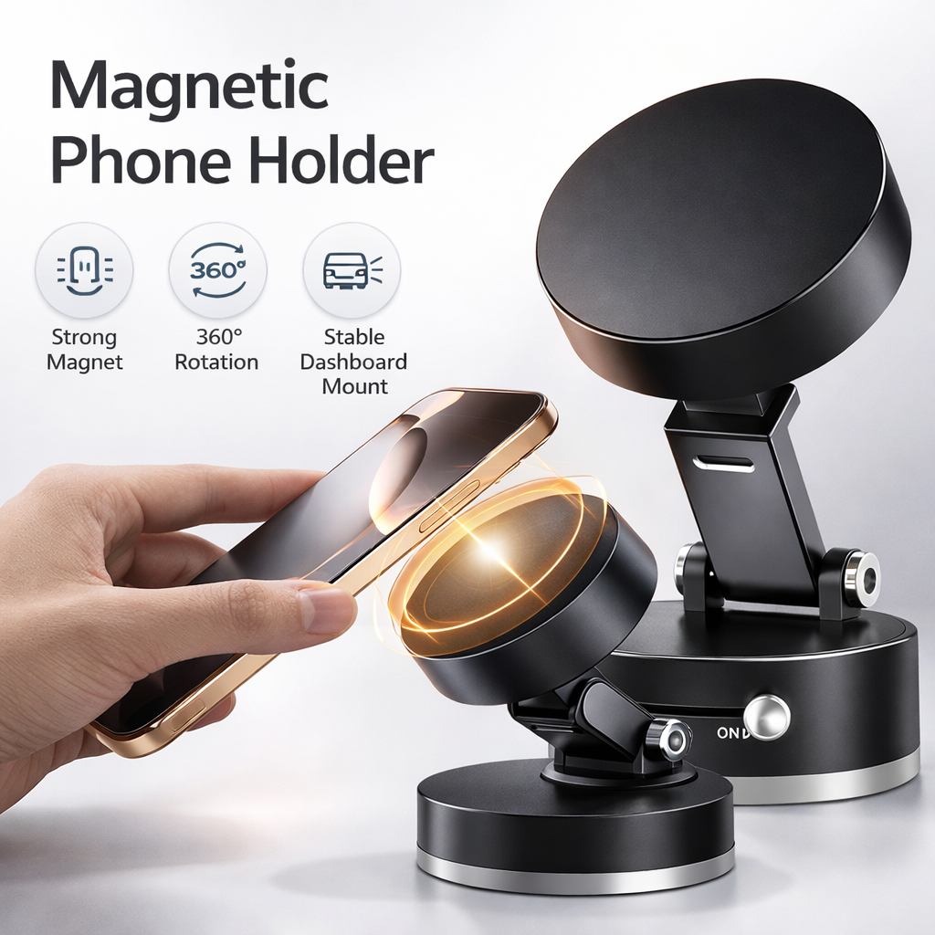 V PRO Car Dashboard Phone Holder 360° Vacuum Magnetic Phone Stand